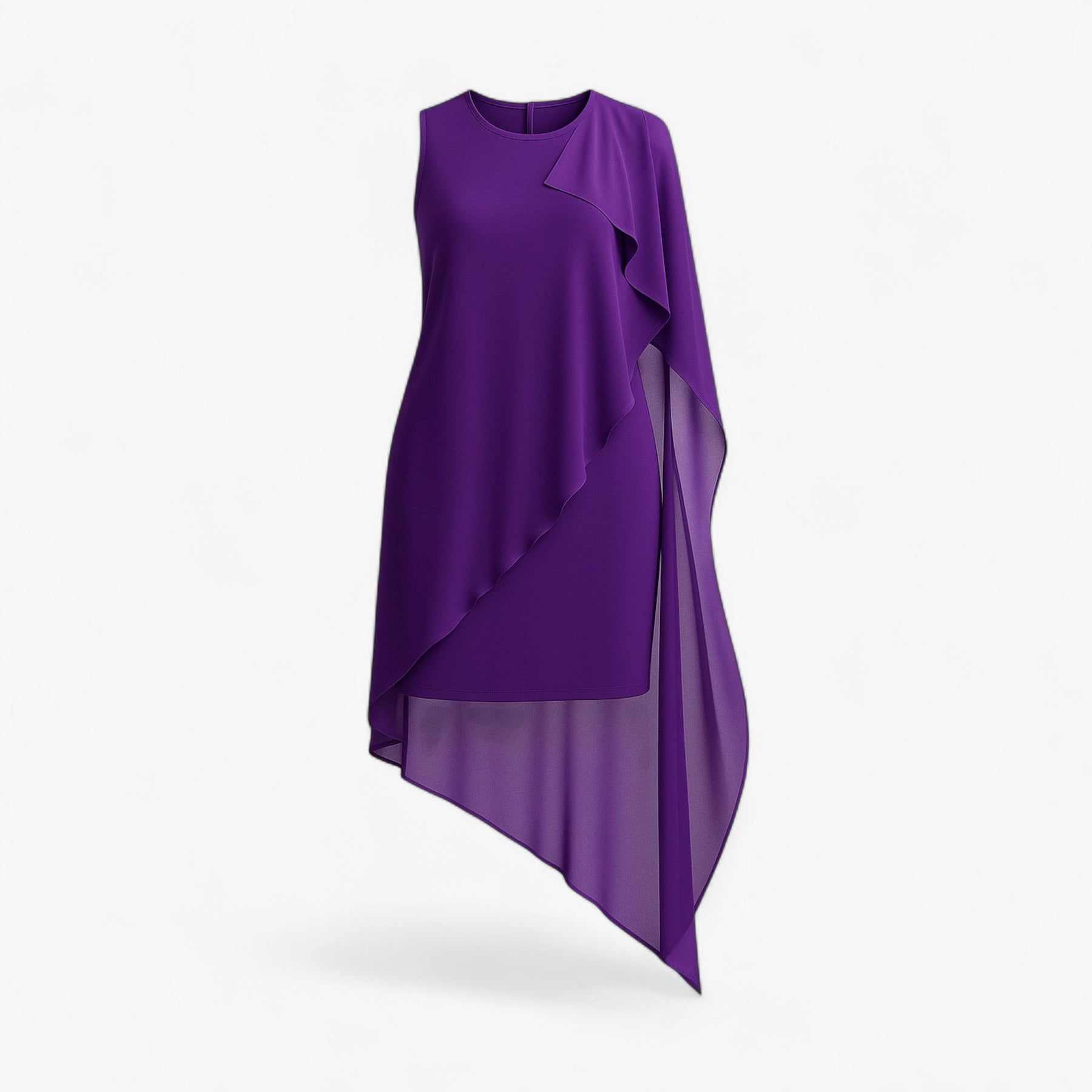 Dress : Dames Zomerjurk Zonder Mouwen Chiffon - Zalmroze in Paars van Pantino