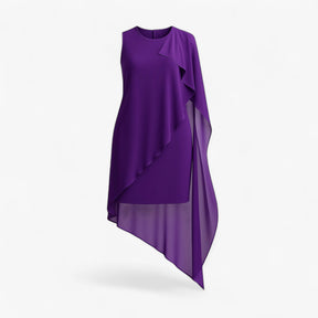 Dress : Dames Zomerjurk Zonder Mouwen Chiffon - Zalmroze in Paars van Pantino
