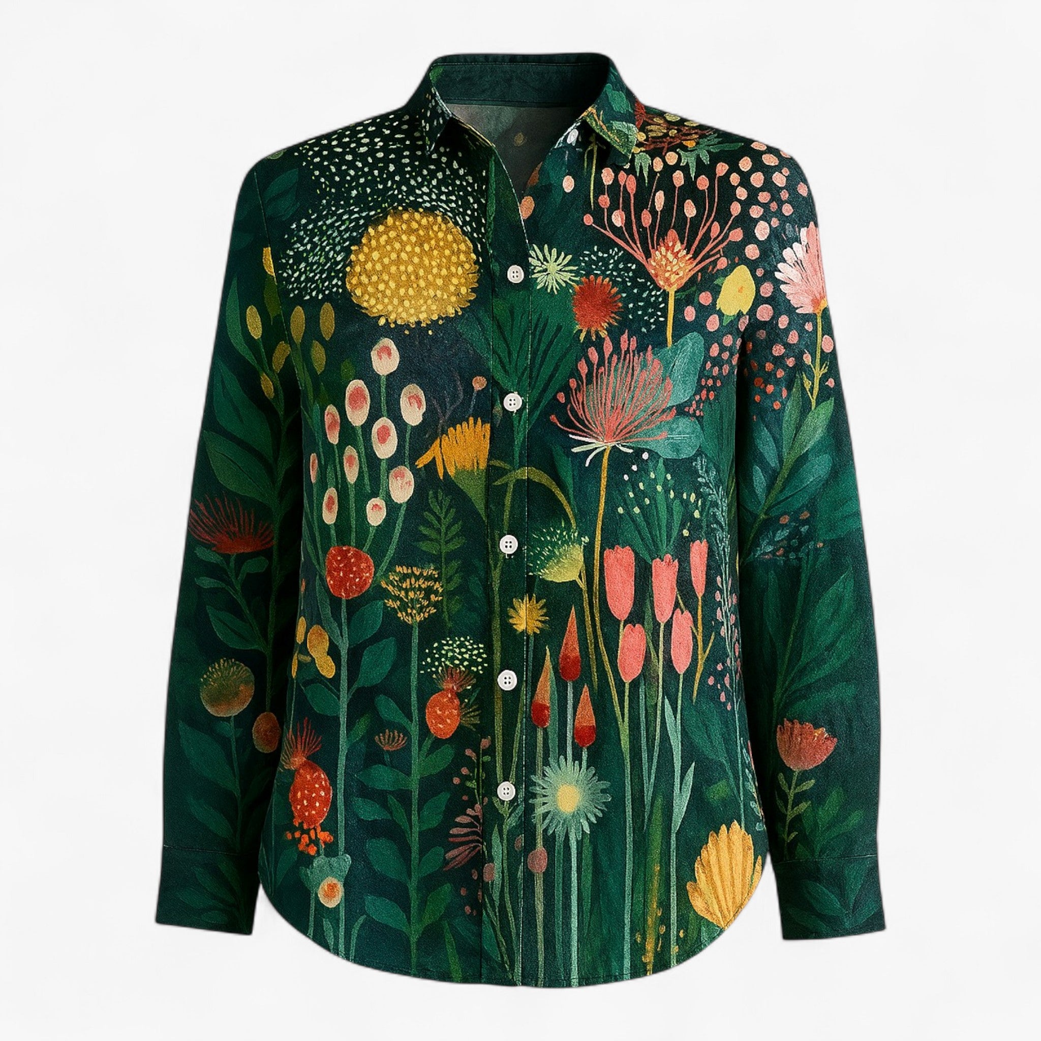 Blouse : Damesblouse met Unieke Kleurige Print - Roze in Groen van Pantino