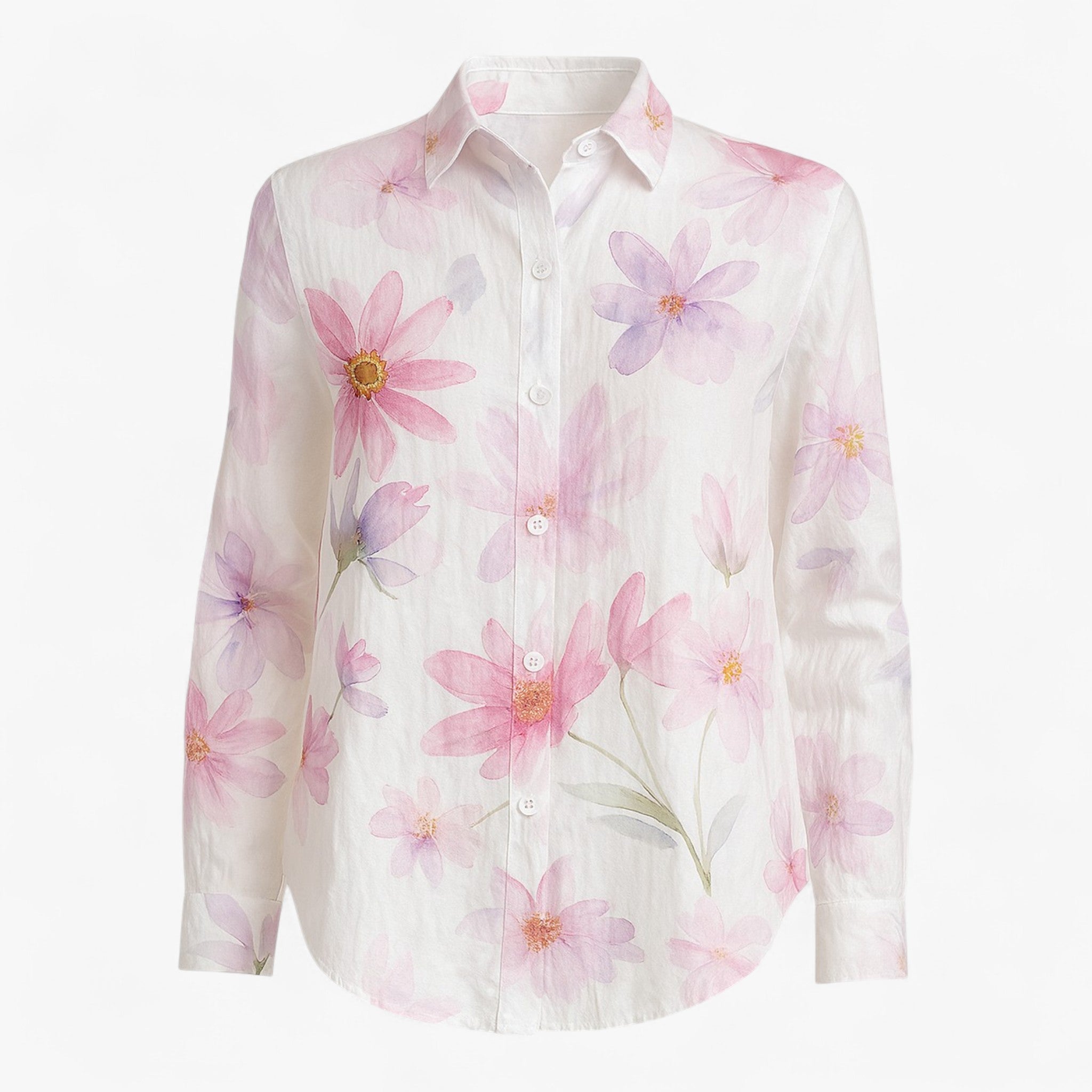 Blouse : Damesblouse met Unieke Kleurige Print - Roze in Wit van Pantino