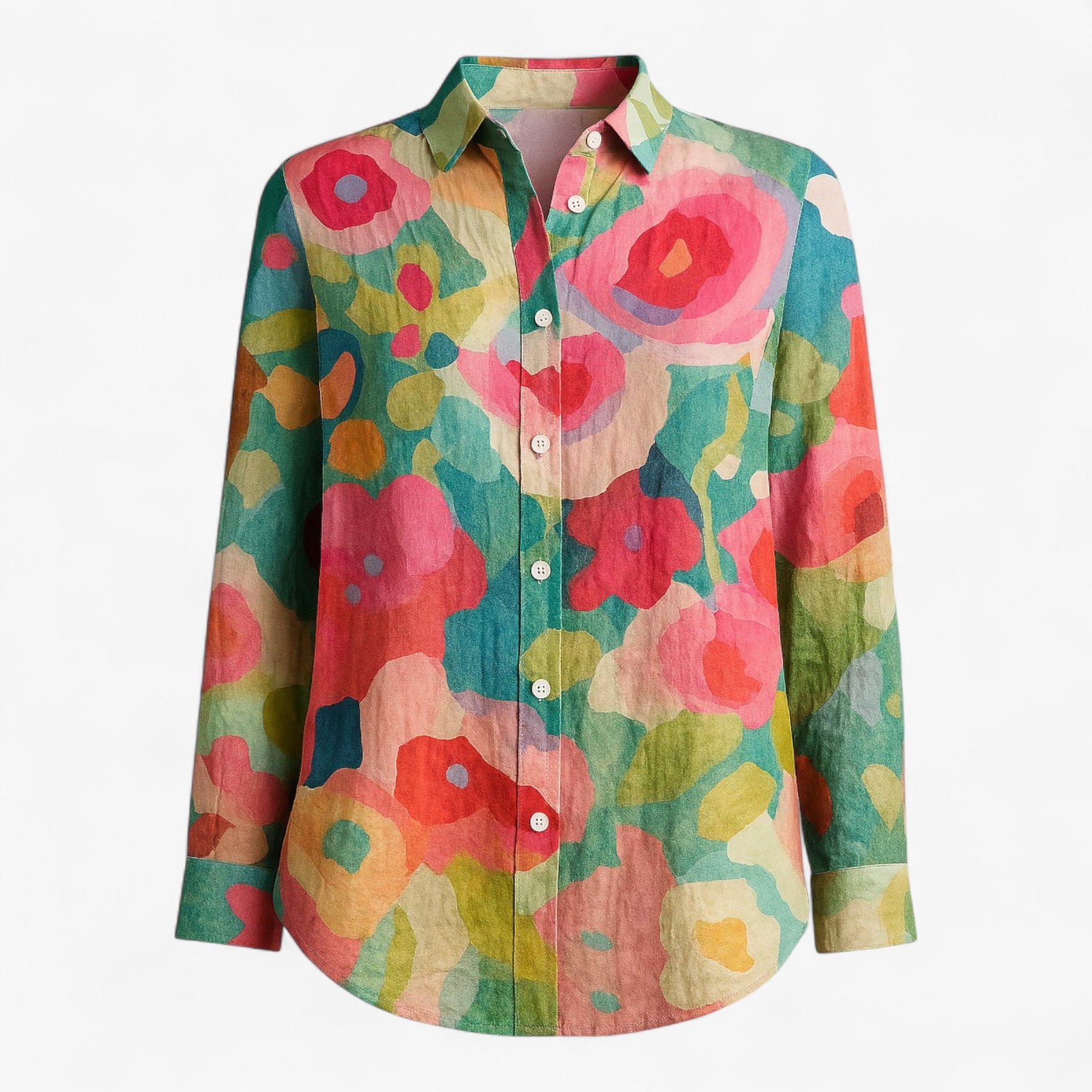 Blouse : Damesblouse met Unieke Kleurige Print - Roze in Mixen van Pantino