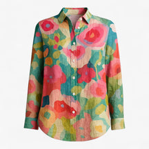 Blouse : Damesblouse met Unieke Kleurige Print - Roze in Mixen van Pantino