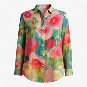 Blouse : Damesblouse met Unieke Kleurige Print - Roze in Mixen van Pantino