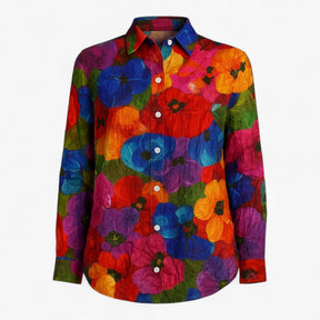 Blouse : Damesblouse met Unieke Kleurige Print - Roze in Mix 2 van Pantino