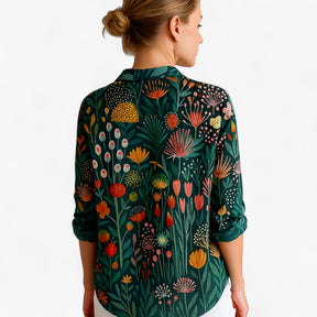 Blouse : Damesblouse met Unieke Kleurige Print - Roze in van Pantino