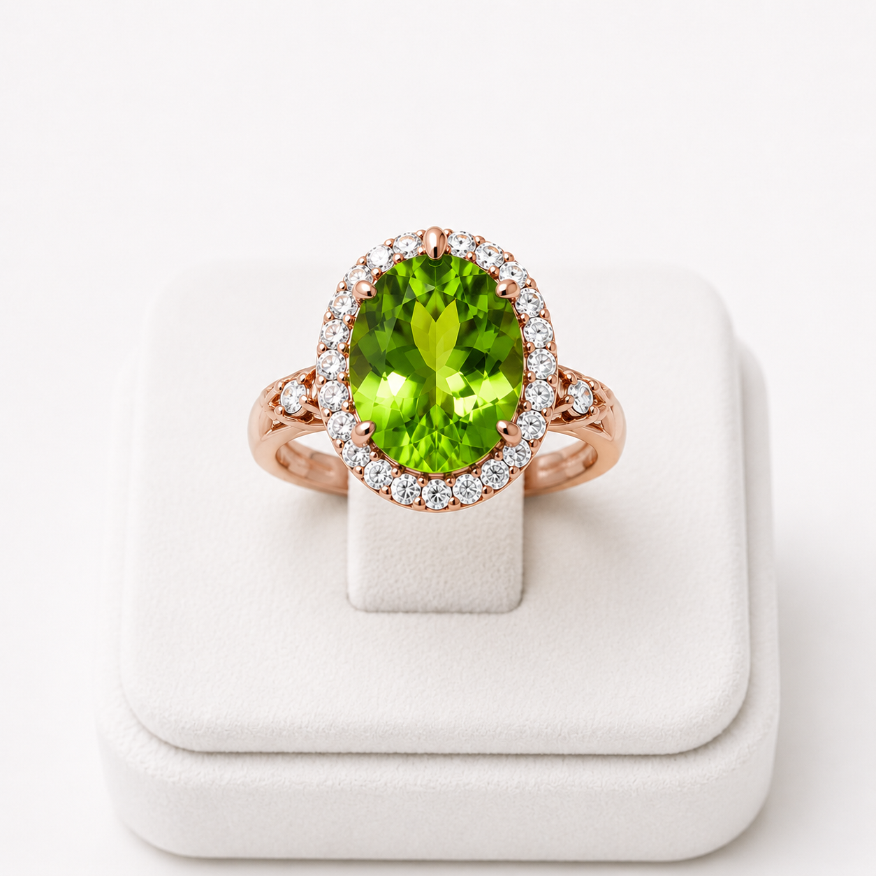 Ring : Damesring met Ovale Edelsteenlook en Verstelbare Ringband in Groen van Pantino