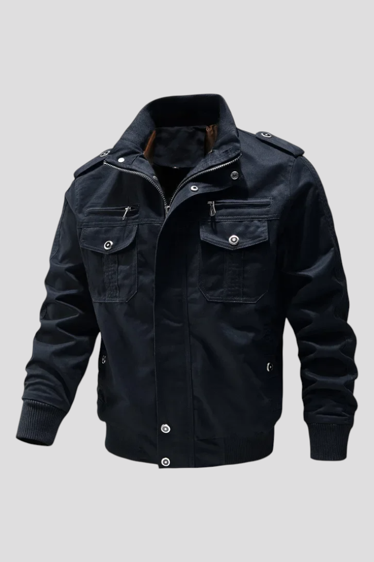 Fleece Jacket : Heren Fleecejack met Windbescherming - Zwart in Marine van Pantino