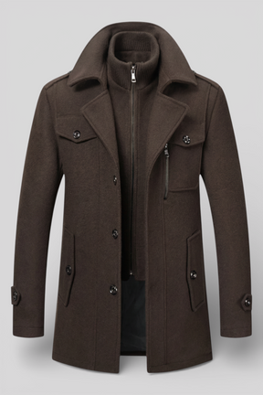 Winter Coat : Winterjas Heren Marineblauw in Donkerbruin van Pantino