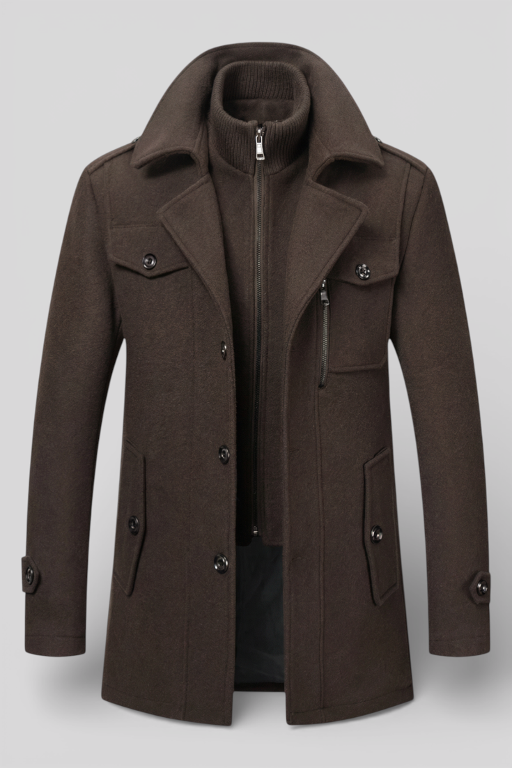 Winter Coat : Winterjas Heren Marineblauw in Donkerbruin van Pantino
