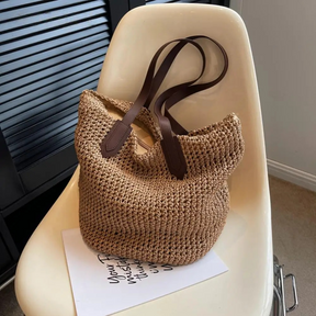 bags : Bohemian Stro Schoudertas Dames - Grote Geweven Zomers Design - Stro in van Pantino
