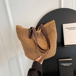 bags : Bohemian Stro Schoudertas Dames - Grote Geweven Zomers Design - Stro in van Pantino