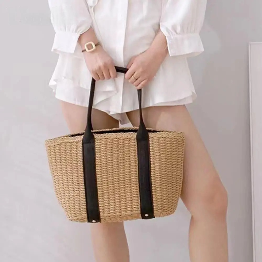 bags : Stro Schoudertas Dames - Grote Capaciteit Zomerse Stijl - Stro in van Pantino