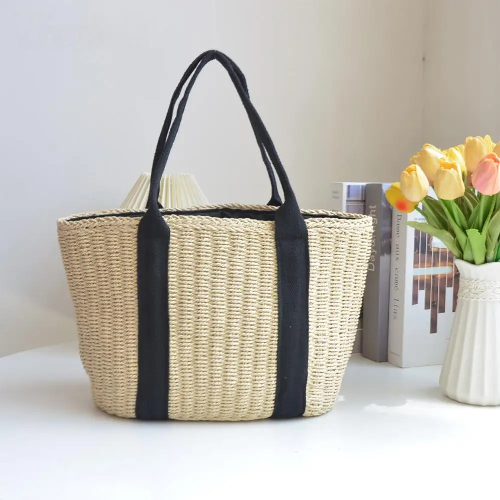 bags : Stro Schoudertas Dames - Grote Capaciteit Zomerse Stijl - Stro in van Pantino
