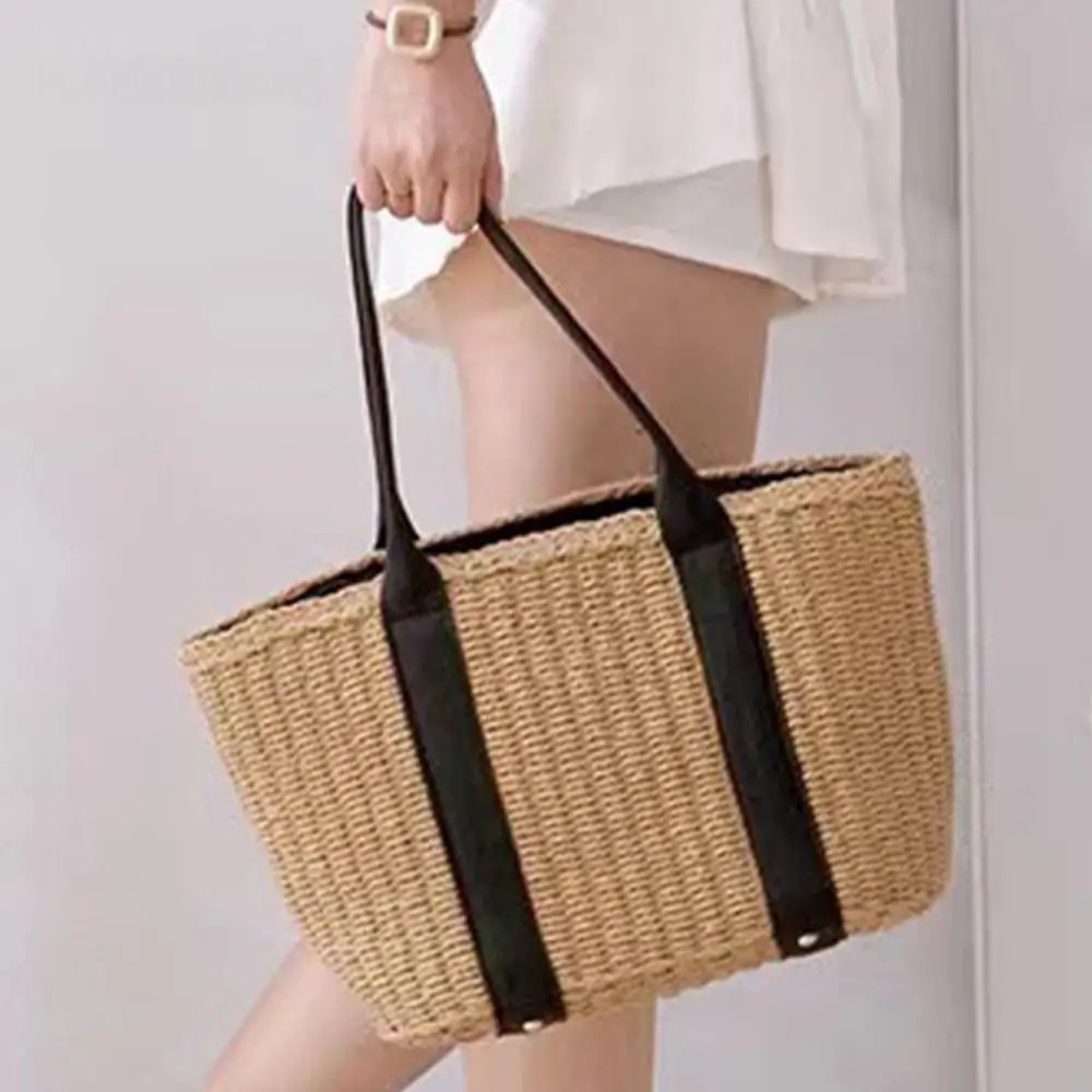 bags : Stro Schoudertas Dames - Grote Capaciteit Zomerse Stijl - Stro in van Pantino