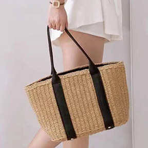 bags : Stro Schoudertas Dames - Grote Capaciteit Zomerse Stijl - Stro in van Pantino