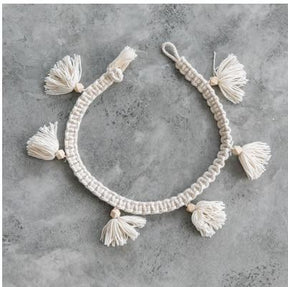 home & garden : Decoratief Macramé Touw Wit - Kwast Wanddecoratie Bohemian - Katoen in Witte kwast van Pantino