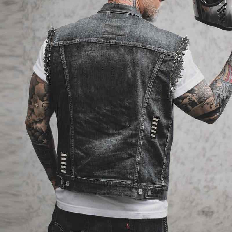 AS - Heren - Vest : Heren Denim Gilet Mouwloos - Robuuste Street Stijl in van Pantinoshop