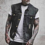 Heren Denim Gilet Mouwloos - Robuuste Street Stijl