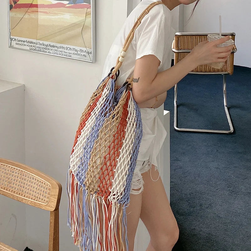 bags : Strandtas Dames Zwart - Stijlvol Geweven Zomer Design - Stro in van Pantino