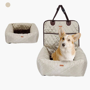 pets : Honden Auto Zitje en Bed - Veilig Comfortabel Autorit - Pluche in Beige van Pantino