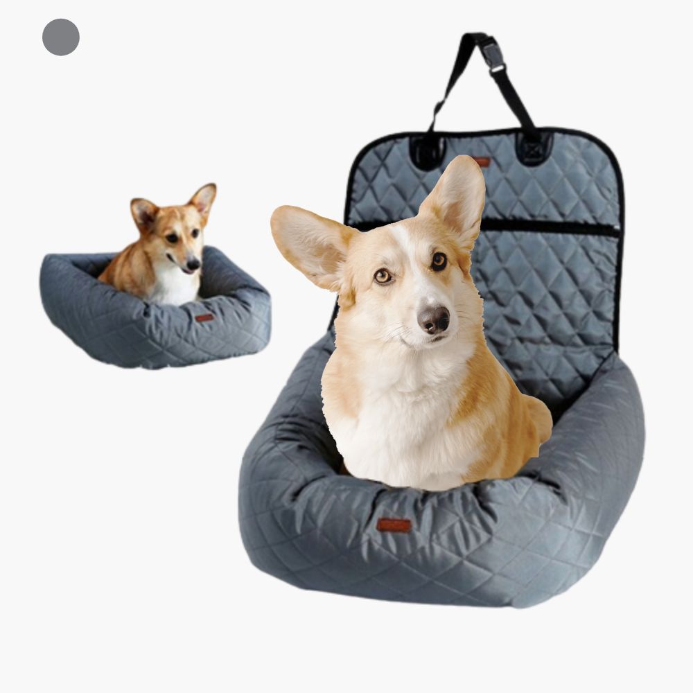 pets : Honden Auto Zitje en Bed - Veilig Comfortabel Autorit - Pluche in Grijs van Pantino