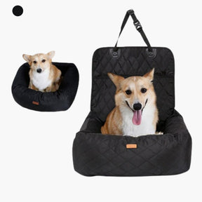 pets : Honden Auto Zitje en Bed - Veilig Comfortabel Autorit - Pluche in Zwart van Pantino