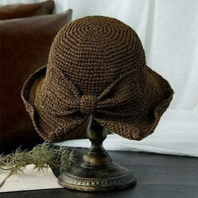 Sun Hat : FloppyHats - Effen Zonnehoed met Gekrulde Rand - Donkerroze in Bruin van Pantino