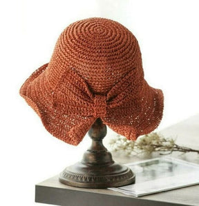 Sun Hat : FloppyHats - Effen Zonnehoed met Gekrulde Rand - Donkerroze in Oranje van Pantino