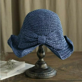 Sun Hat : FloppyHats - Effen Zonnehoed met Gekrulde Rand - Donkerroze in Blauw van Pantino