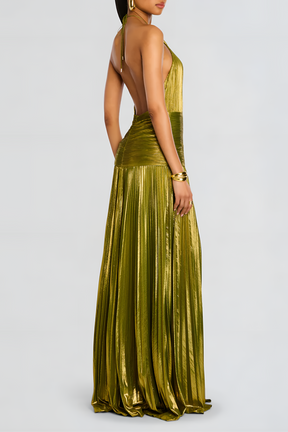Maxi Dress : Maxi Jurk Gemetalliseerd Thalia Péridot voor een Elegante en Schitterende Stijl in van Pantino