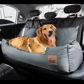 pets : Honden Auto Reisbed Crème Kaki - Comfortabel Veilig Reizen - Pluche in van Pantino