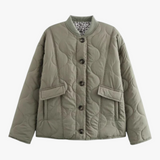 Doudoune d'Hiver Femme Matelassée avec Imprimé Animalier - Vert Sauge