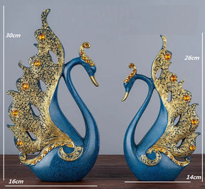 home & garden : MajesticMates - Zwanenliefhebbers Decoratie - Goud in Blauw van Pantino