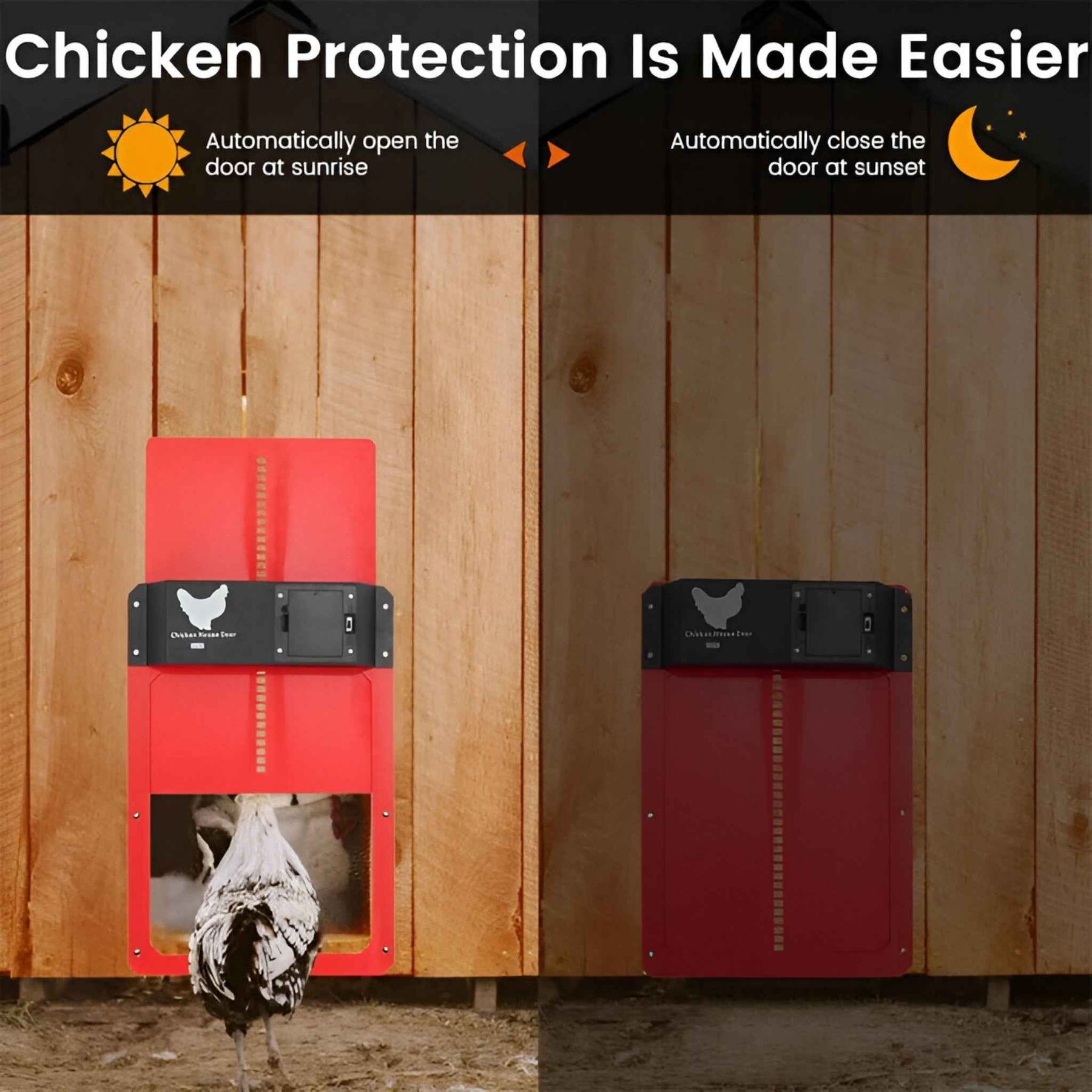 Chicken Coop Door : Automatische Solar Deur PRO+ voor Kippenhok - Lichtsensoren & Slimme Timer in van Pantino