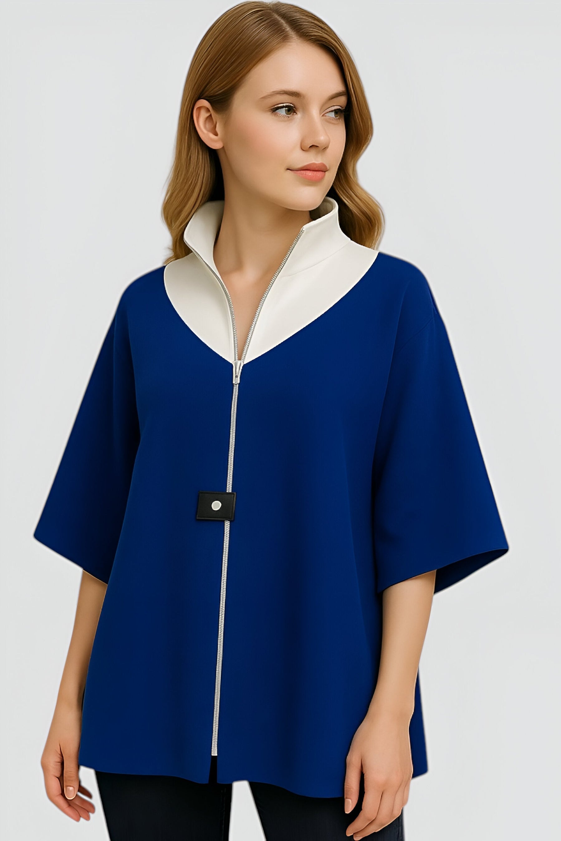 Clothes : Jas Dames Blauw - Elegante Lange in van Pantino