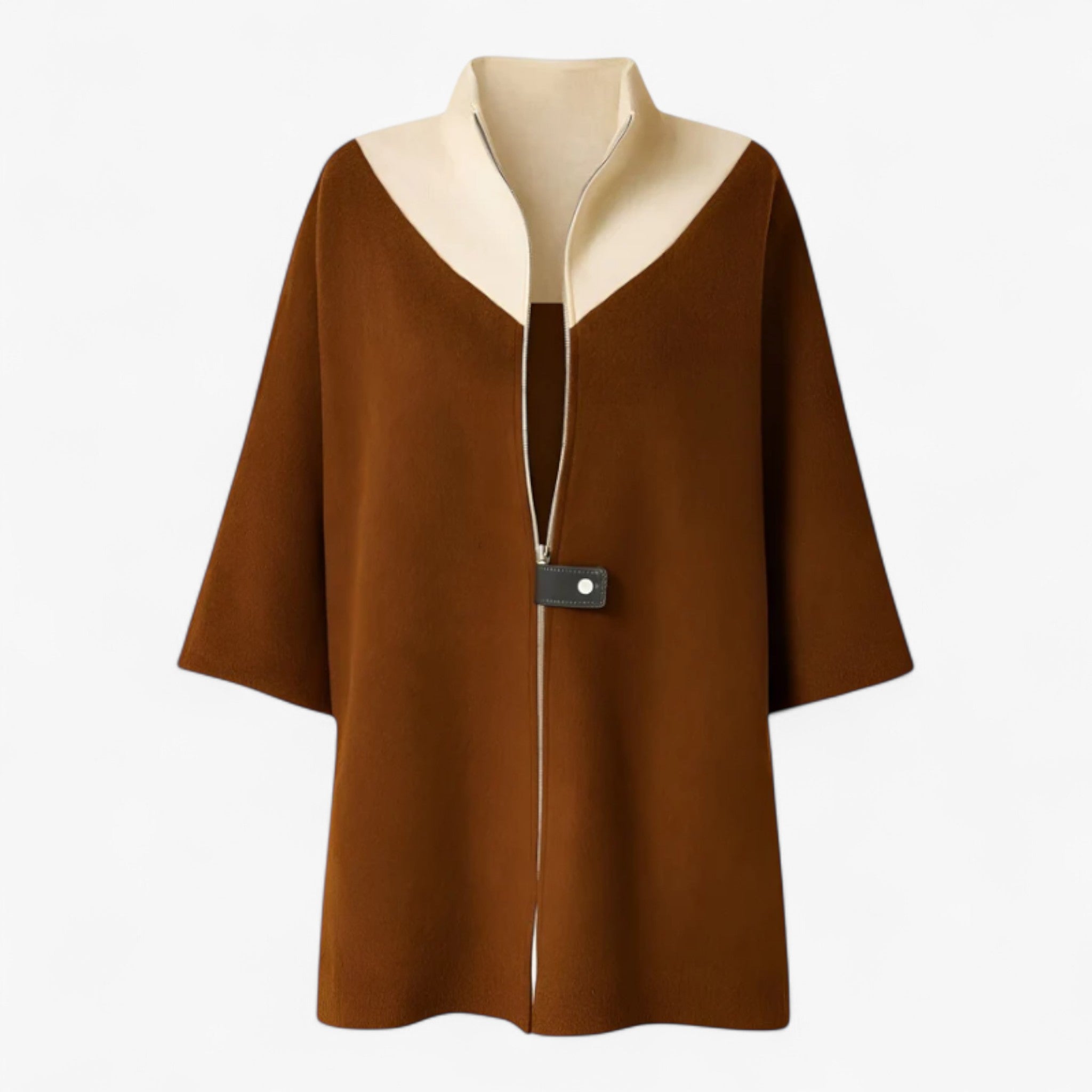 Clothes : Jas Dames Blauw - Elegante Lange in Donkerbruin van Pantino