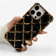 Phone Case : Luxe Diamond Grid Telefoonhoesje - Wit in Zwart van Pantino