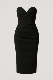 Dress : Jurk Blauw - Elegante Midi- Polyester in Zwart van Pantino