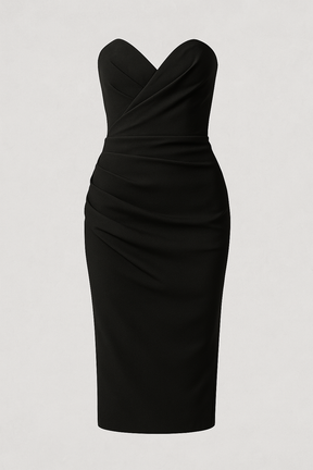 Dress : Jurk Blauw - Elegante Midi- Polyester in Zwart van Pantino