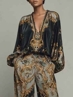 Vêtements pour femmes : Damesensemble met bloemmotieven, ideaal voor de zomer of informele gelegenheden. in van Pantino