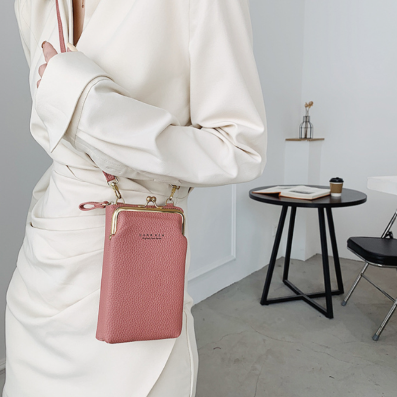 bags : Julia Telefoontasje Leer - Zwart in van Pantino