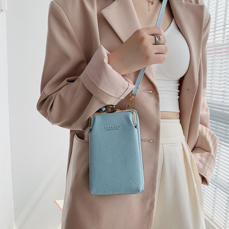 bags : Julia Telefoontasje Leer - Zwart in van Pantino