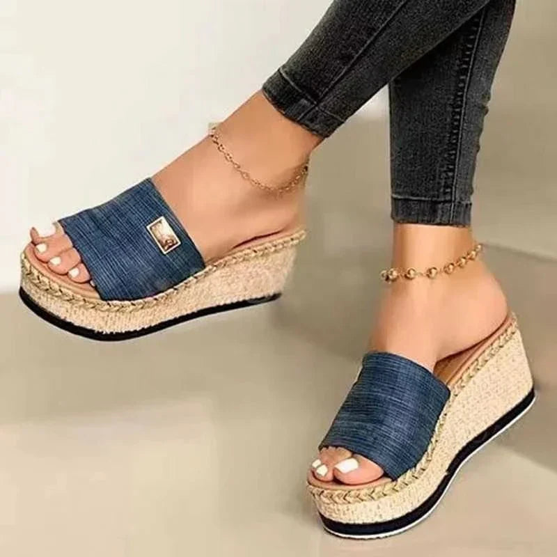 Sandals : Sandalen Dames Zwart - Retro Vintage - Perfect voor die van een Klassieke en Trendy Stijl Houden in Blauw van Pantino