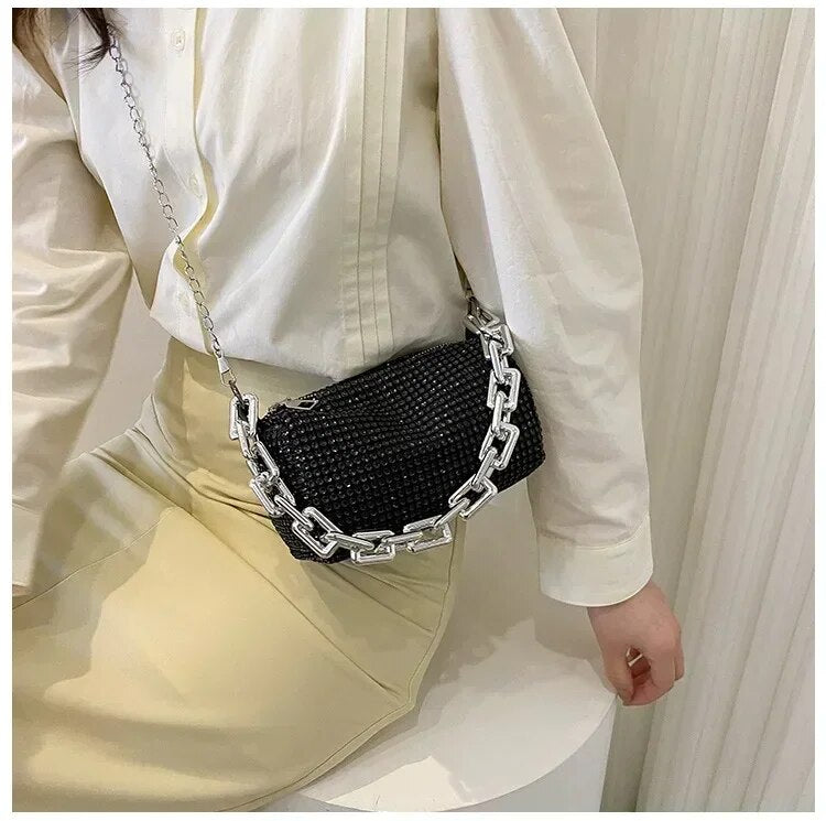 bags : Handtas Zilver - Elegante Trendy met Lovertjes in van Pantino
