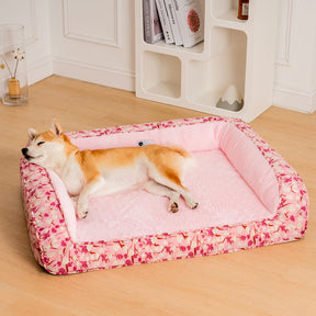 pets : Florale Orthopedisch Hondenmand - Zachtroze in van Pantino