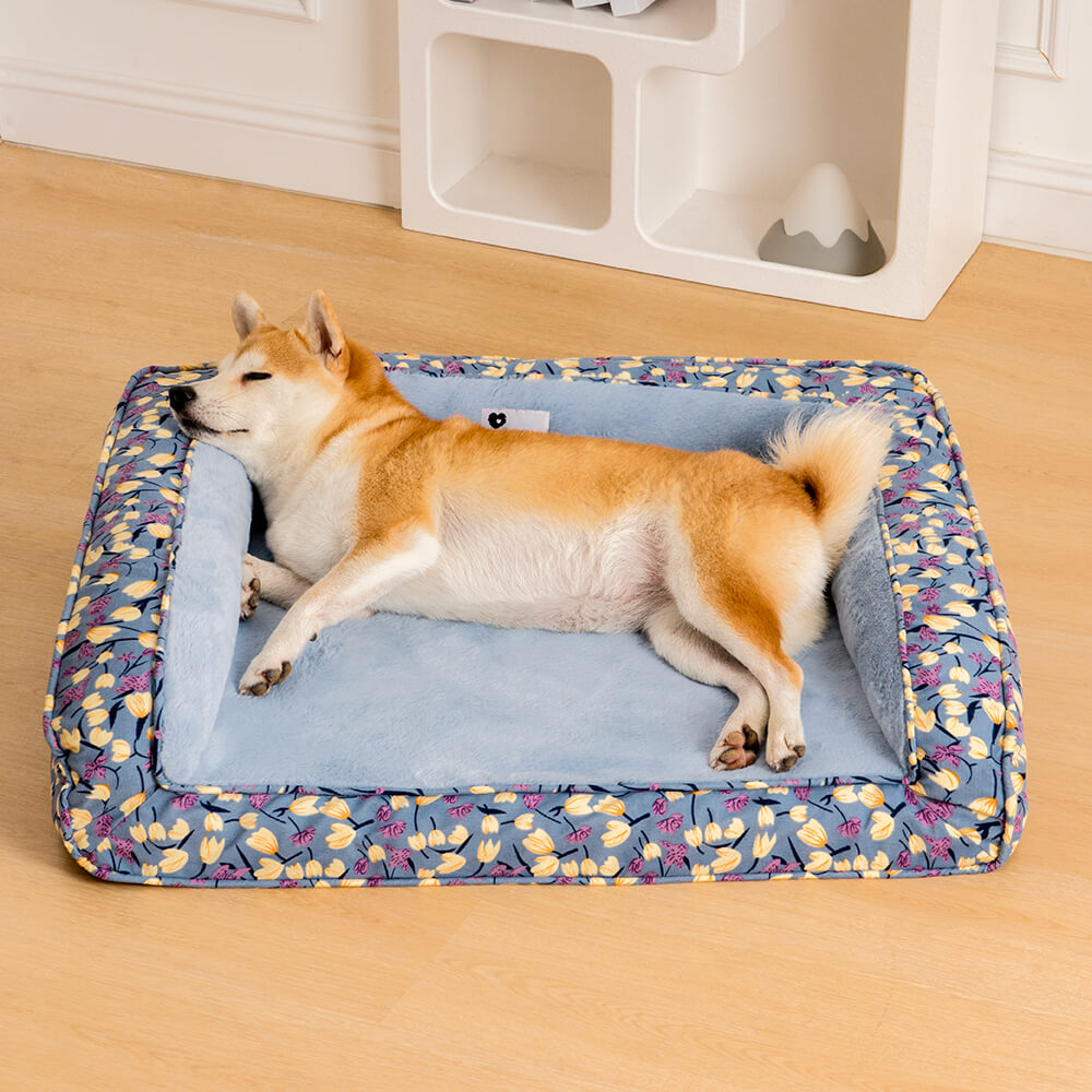 pets : Florale Orthopedisch Hondenmand - Zachtroze in van Pantino