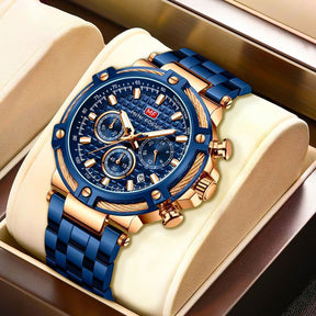 watches : Heren Horloge Zilver/Blauw RVS - Klassiek Polshorloge met Datumweergave in van Pantino