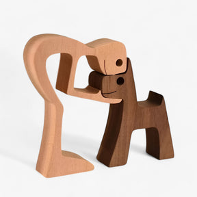 home & garden : Houten Puppy Familie Beeldje in A1 van Pantino