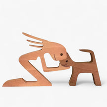 home & garden : Houten Puppy Familie Beeldje in A5 van Pantino
