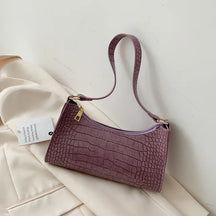 bags : Schoudertas Dames Zwart - Alligatorpatroon Veelzijdig Design - PU-Leer in Paars van Pantino